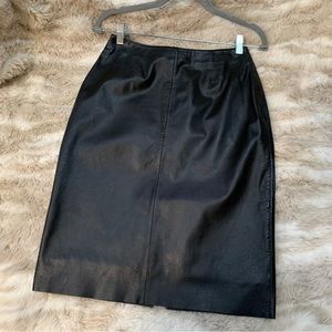 Black leather mini pencil skirt Wilsons dark academia zipper